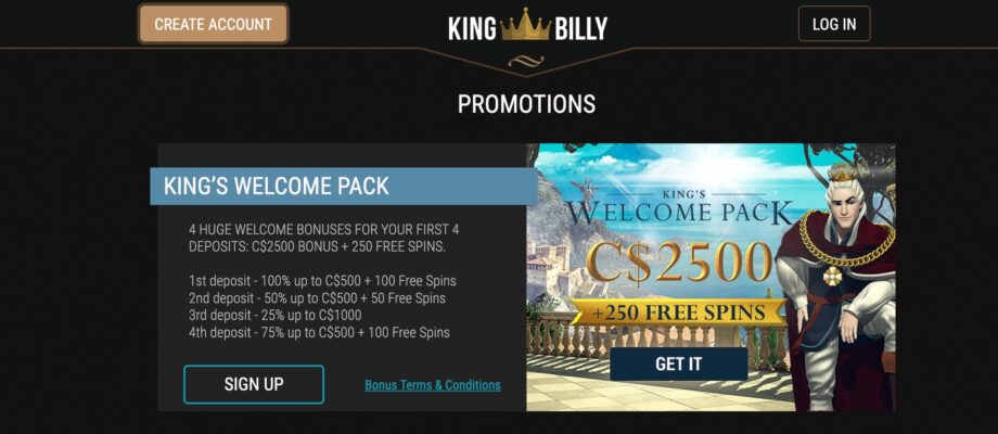 King Billy Casino Promotions