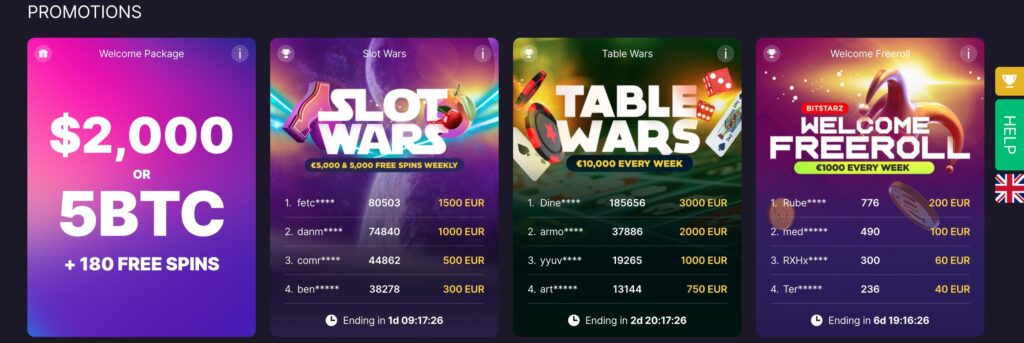 Promotions of BitStarz Casino